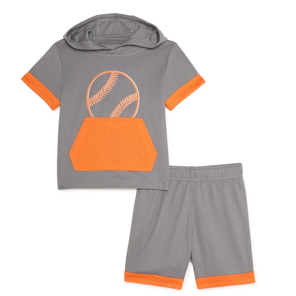 Baby boy 3 pieces outfit size 0-3 M orange/grey